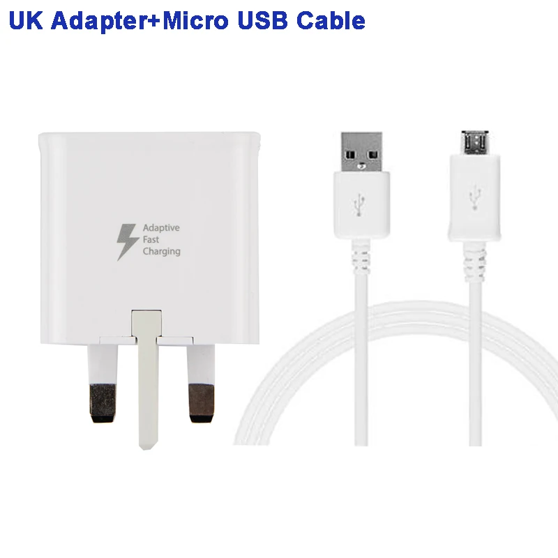 UK With 1M USB Cable Стенового путешествия Зарядное устройство для samsung Galaxy S7 G9300 S6 G9200 Note 4 N9100 C7000 J3 Pro J3110 C9 J7 A9000 USB кабель - Тип штекера: UK With 1M USB Cable