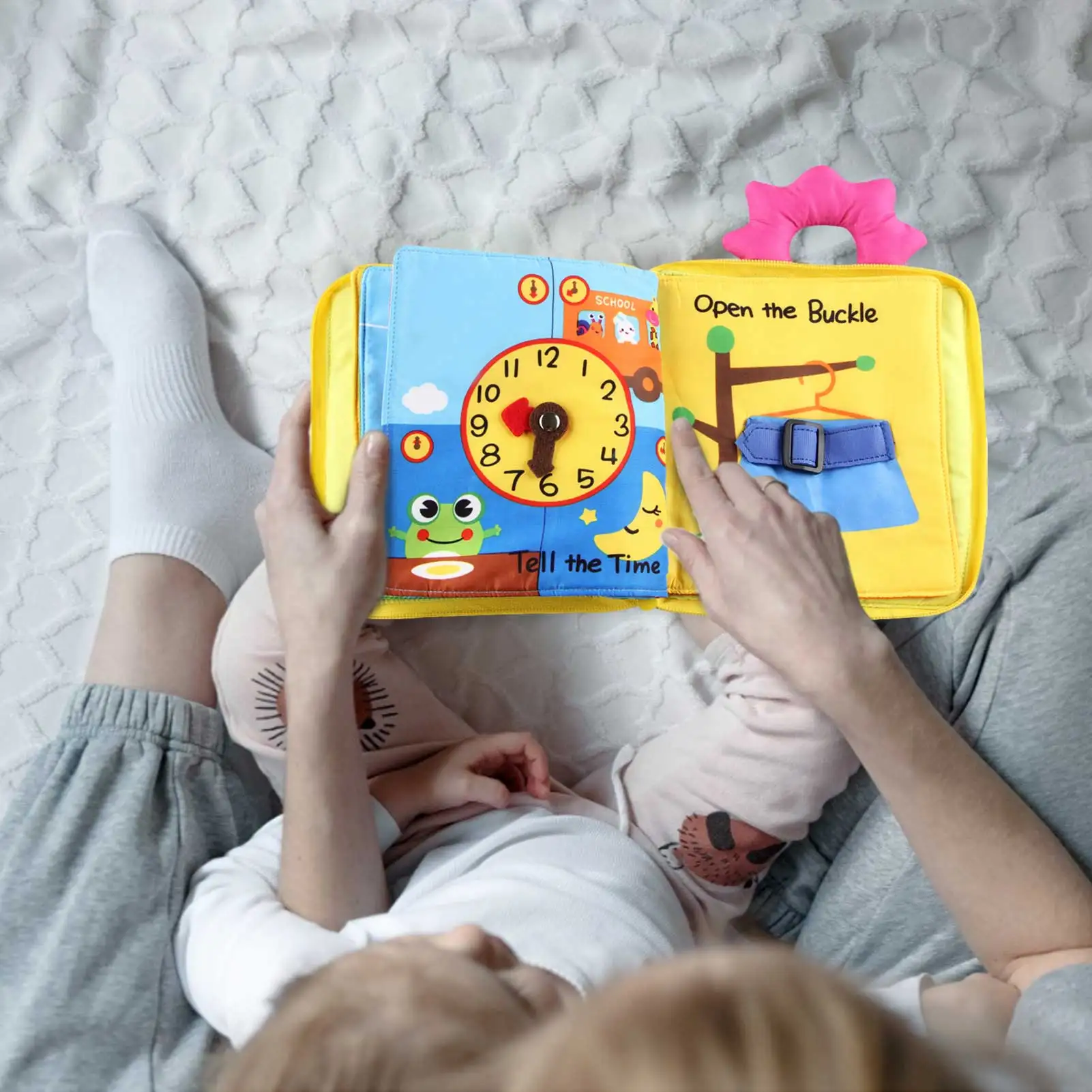 Детская тканевая книга с мультяшным рисунком для новорожденных развивающая