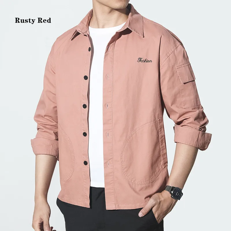 

2021 Hot Sale Men Cotton Long Sleeve Shirt Solid Slim Business Formal Shirts for Spring Autumn Casual Shirts Tops Fashion V--130