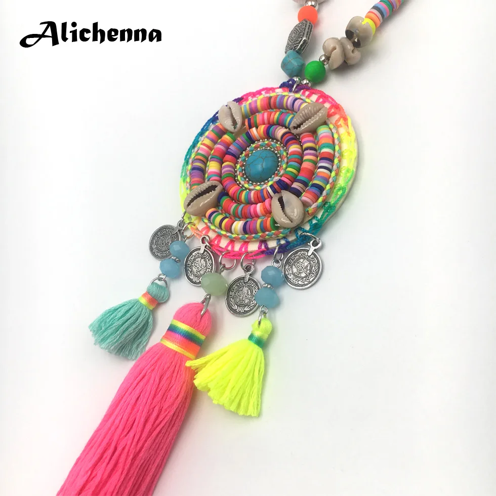 Лидер продаж женское длинное ожерелье в богемном стиле винтажное панк с цветными