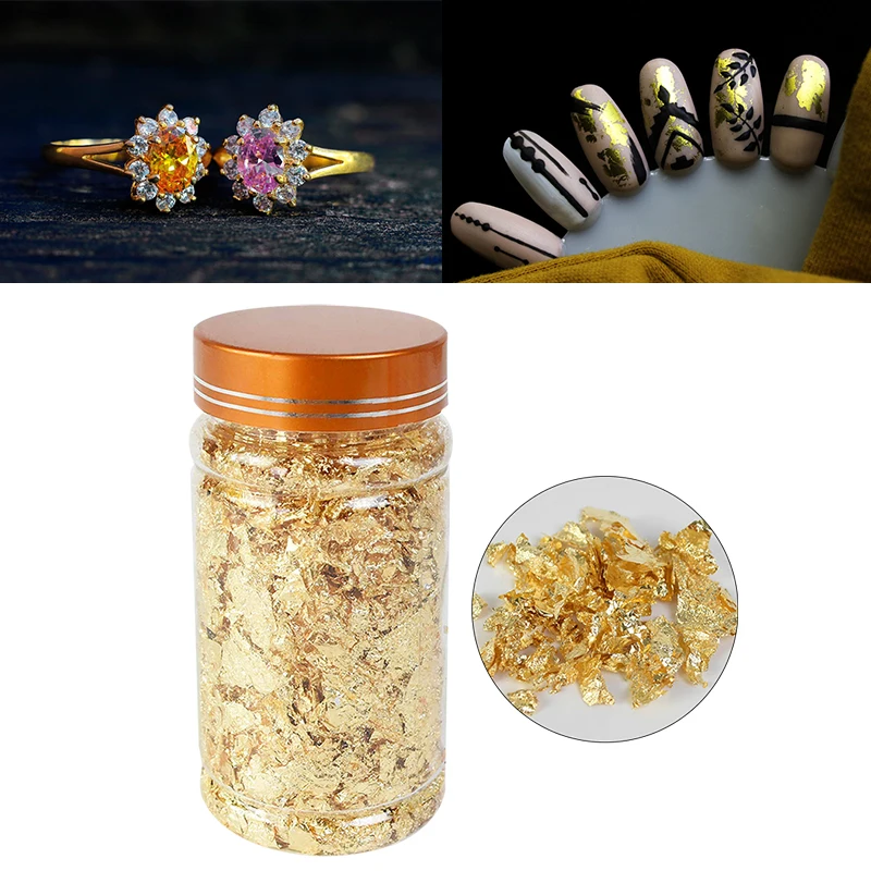 

3g/Bottle Gold Leaf Flakes Gold Silver Copper Foil Fragments For DIY Painting Arts Materials Crafts Nail Beauty Gilding Decor