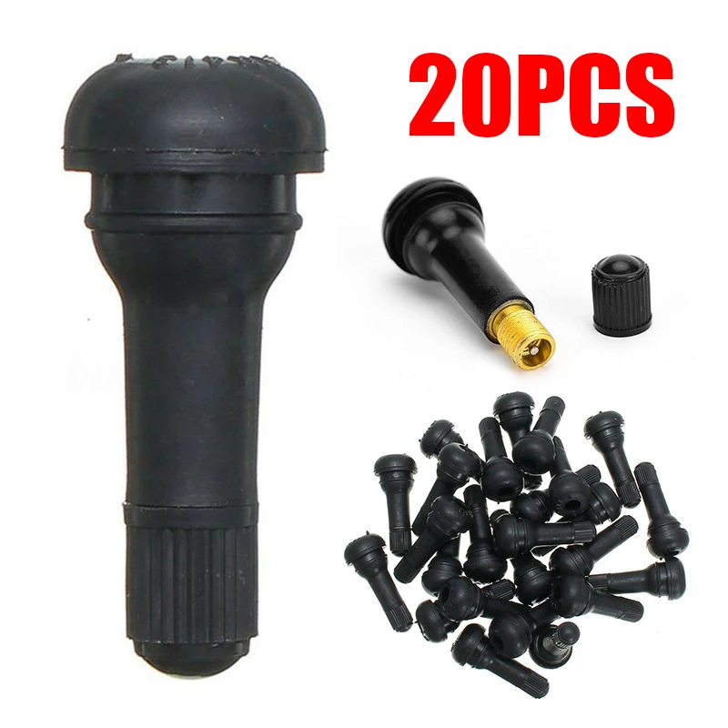 

Parts Valve Stems Snap In TR413 20Pcs Accessories Black Short Portable