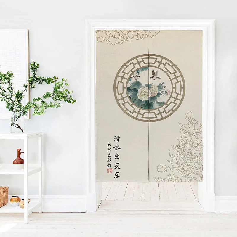 Занавеска дверная в китайском стиле с цветами и птицами занавеска для кухни