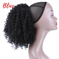 blice 18 drawstring ponytail afro kinky curly hairpiece with two plastic combs natural black synthetic hair extensions