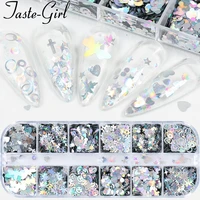mirror sparkly butterfly nail sequins paillette mixed colors nail holographics glitter 3d flakes slices spangle art accessories
