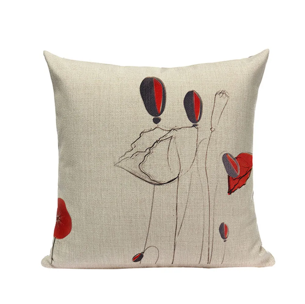 Декоративный креативный чехол для подушки с красными и черными цветами Чехол