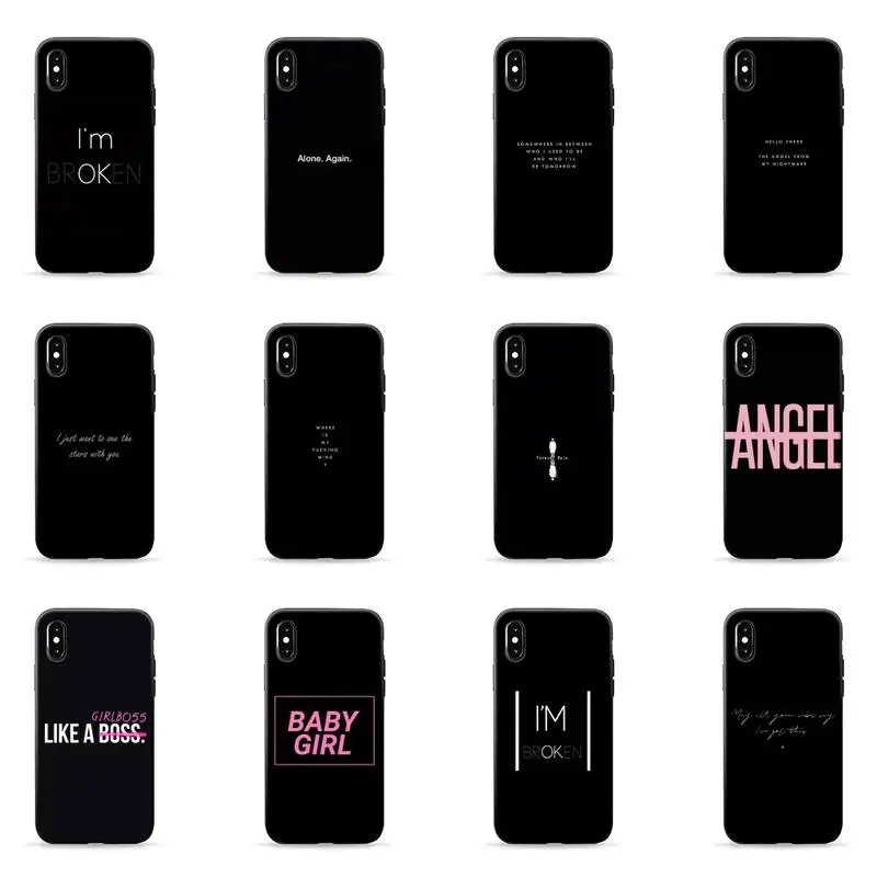 

Color text angel girl Phone Case for iPhone 7 8 11 12 Pro X XS Max XR Samsung A S 10 20 30 50 70 Plus pro funda