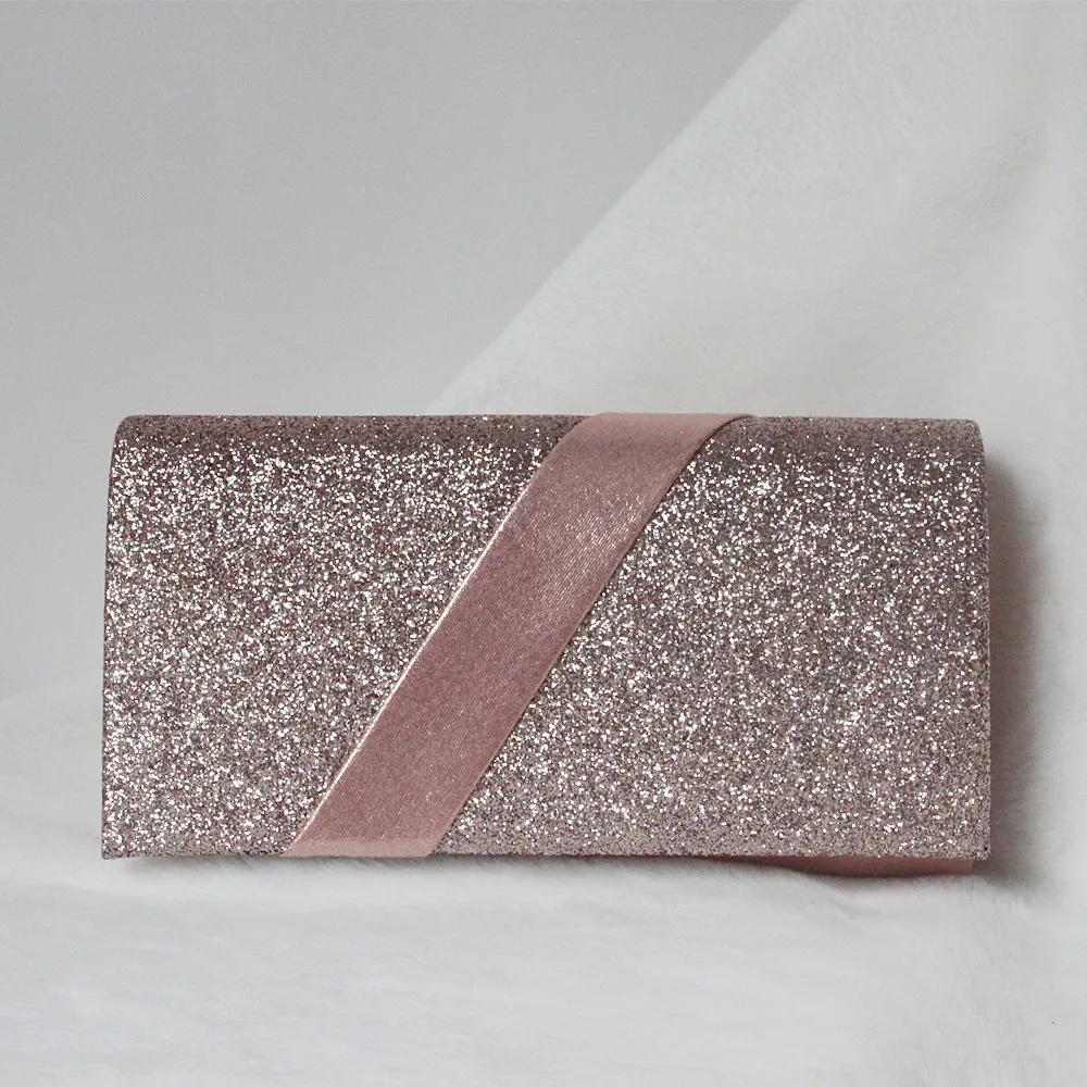 New Fashion Purse Women Messenger Bag Solid Luxury Pink PU Leather Evening Bag Glitter Handbag Party Trendy Casual Day Clutch