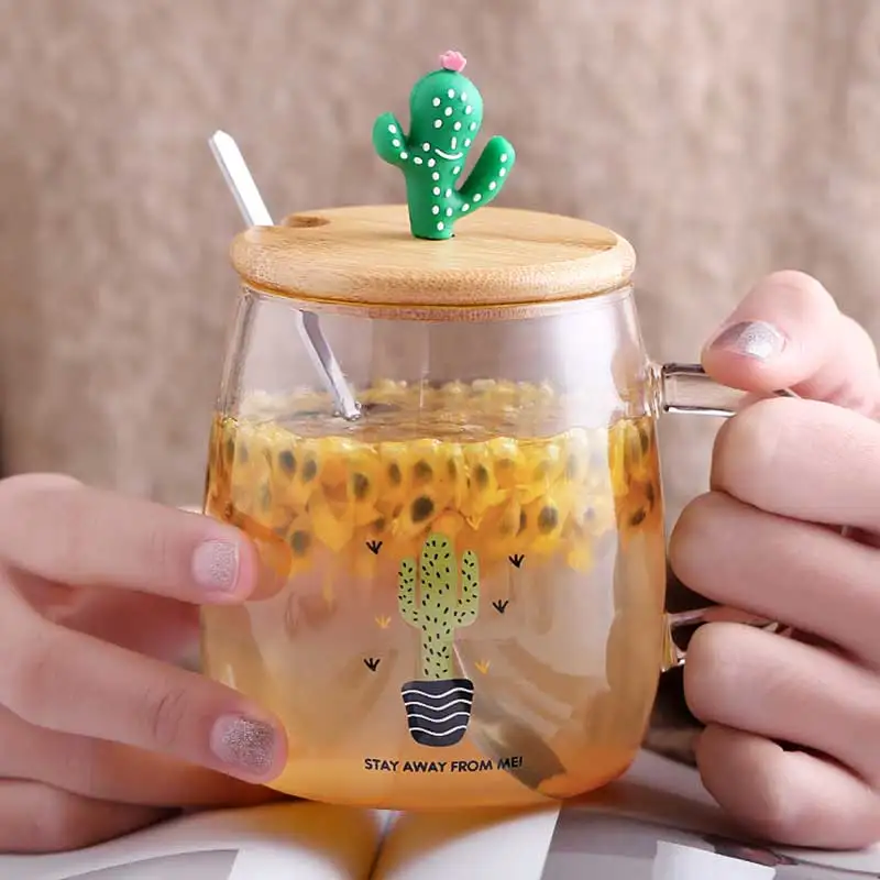 Креативная прозрачная стеклянная чашка С КАКТУСОМ клубничным ананасом молочная