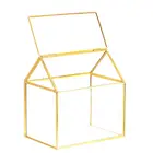 Геометрический стеклянный декоративный террариумный Настольный горшок H7JC ручной работы, медный цветочный горшок в форме дома для суккуленты растений