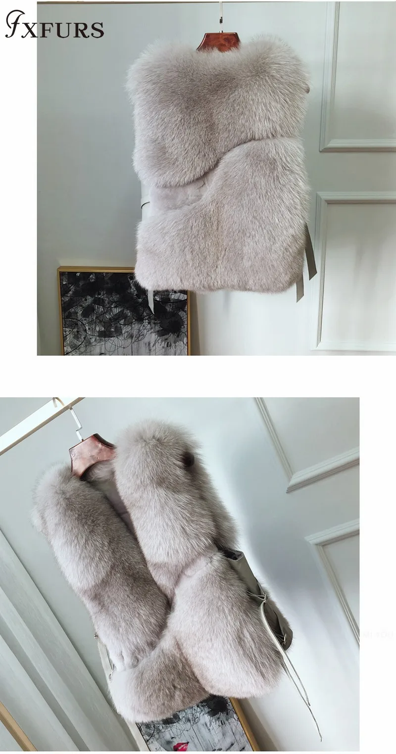 FXFURS женский жилет из натурального Лисьего меха, женский зимний Осенний жилет из натурального Лисьего меха, пальто, Модный женский жилет из натурального меха, женский жилет