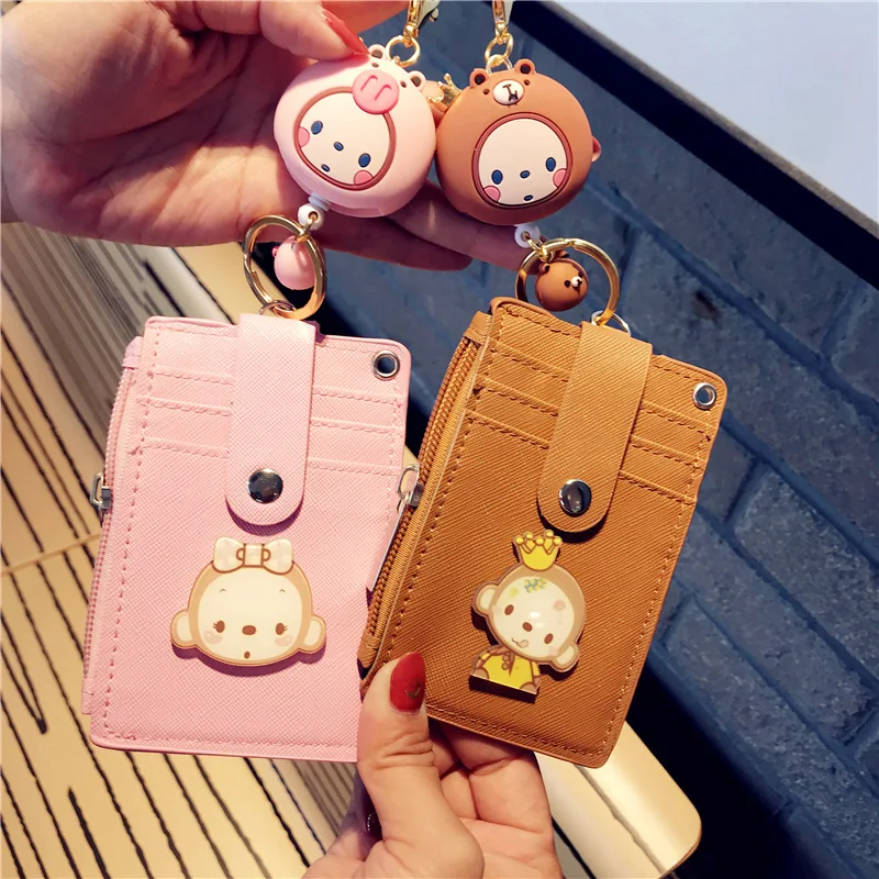 Милый брелок для карт из искусственной кожи с короной и обезьяной практичный