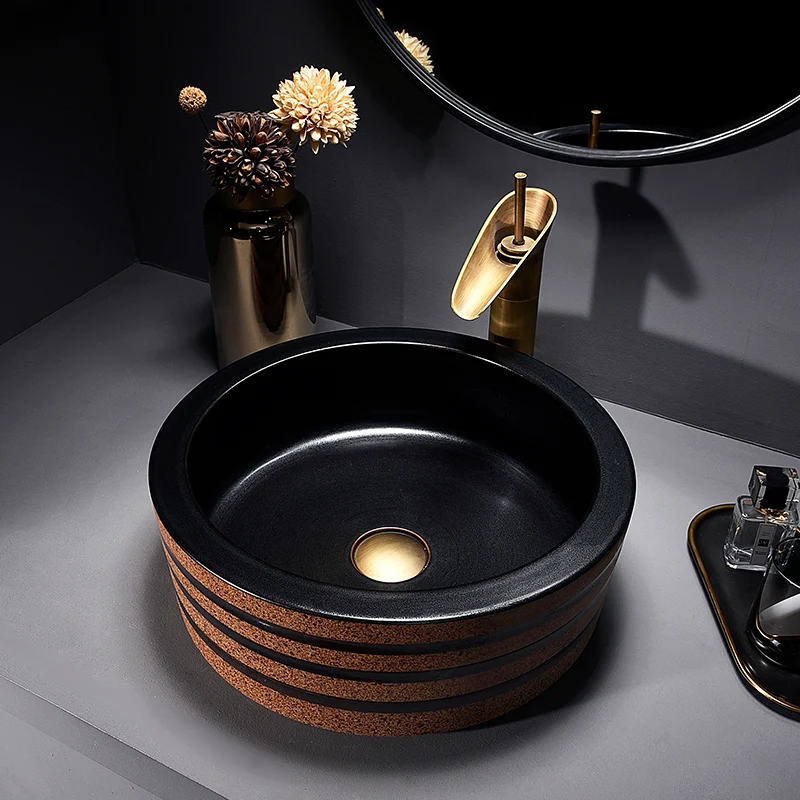 

Простой креативный керамический умывальник размером 41*41 см, художественная раковина B & B для отеля, ванной комнаты, ретро умывальник для дом...