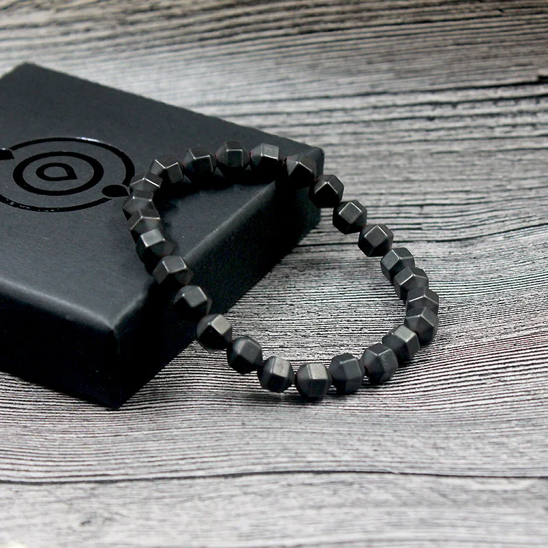 Новинка модные классические матовые черные бусины из гематита браслет бусин