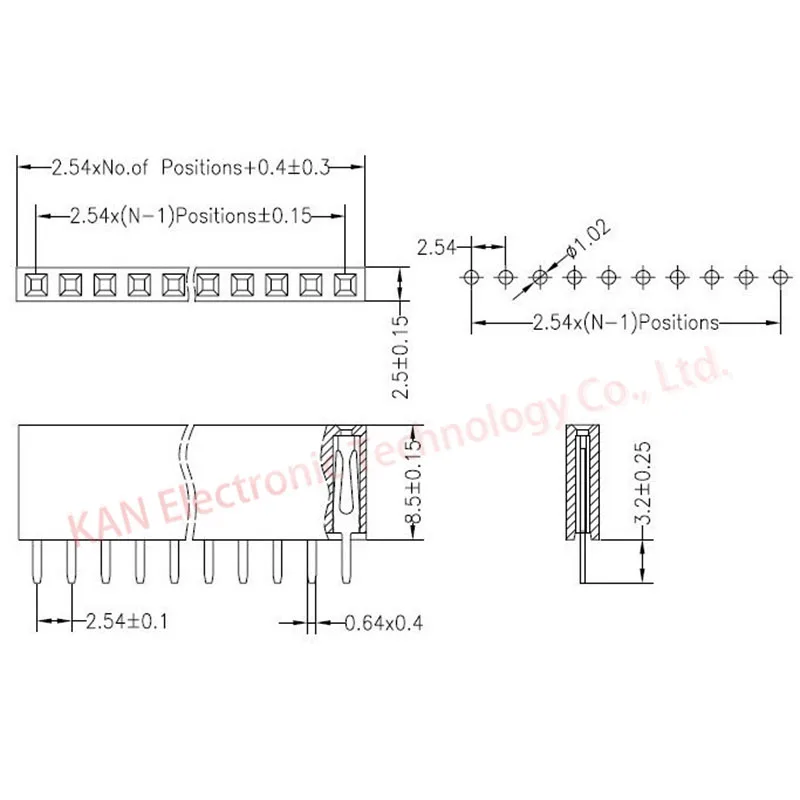 2 54 мм шаг Однорядный гнездовой разъем ~ 40P печатная плата контактный полоса