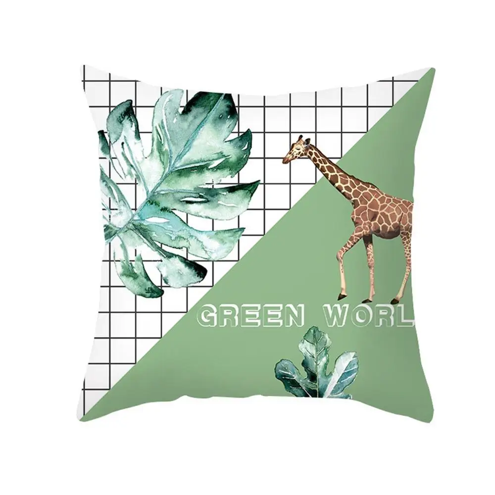 

Pillow Tropical Plants Cute Giraffe Small Fresh Style Square Waist Cushion Cushion Cover Bedroom Sofa Household Iitems