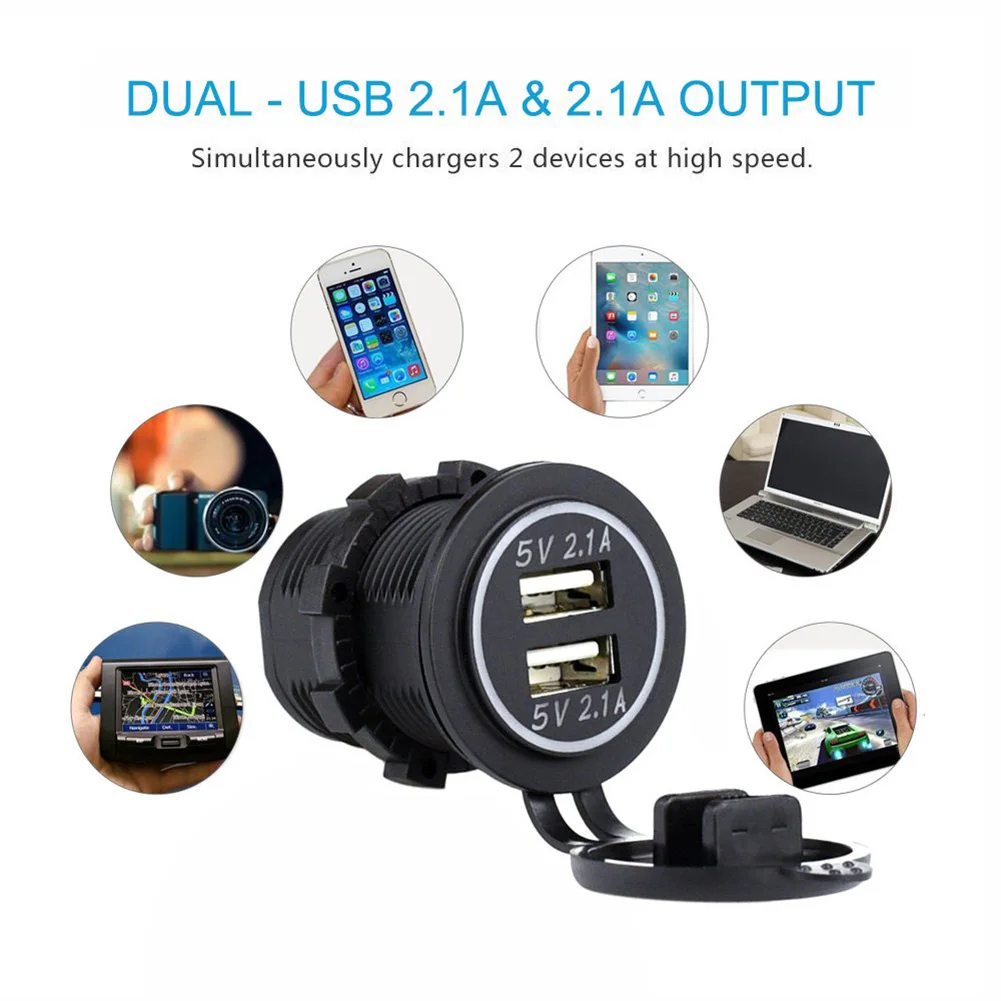 Универсальный мини двойной usb-авто автомобильное зарядное устройство переходник под розетку изолированные клеммы для iPhone Android камера DC 12 V-24 V DC 5V 4.2A
