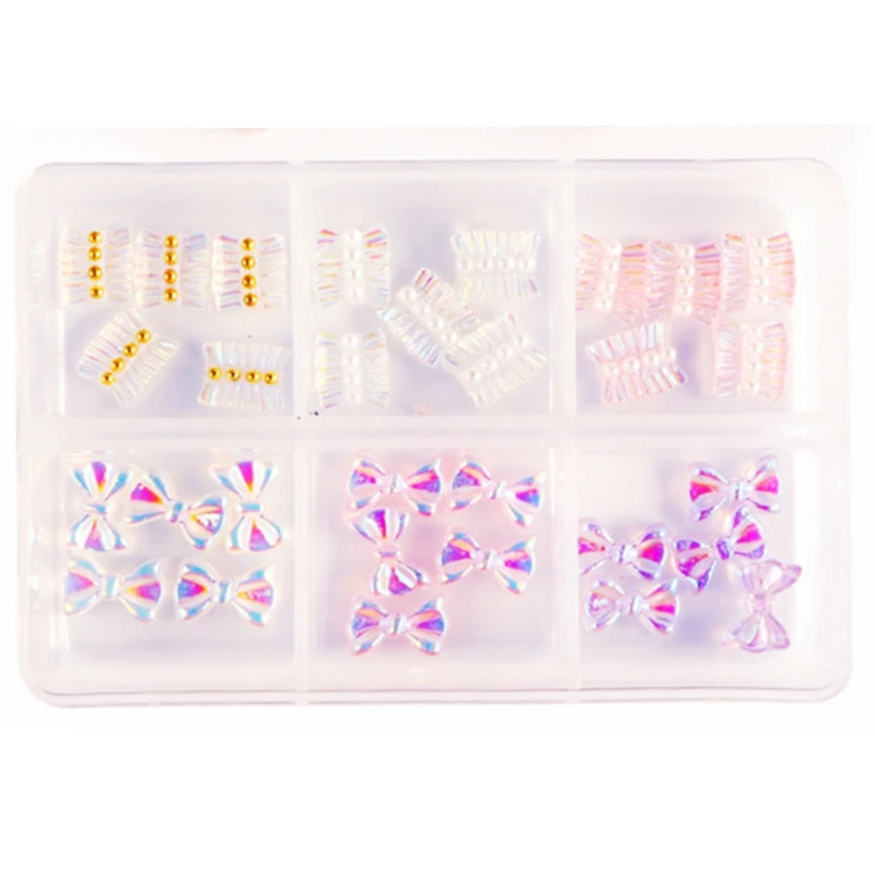 

Nail Diamond Charms Bowknot Rhinestones Nail Art Decoration Shiny Pearl Crystal Jewelry Bow Cute Accessory DIY Manicure Supply
