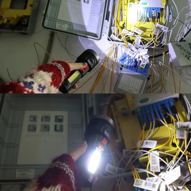 

2021 Year New Style 4LED Flashlight Mini Portable Lamp With Built-in 1200Ma 18650 Battery USB Rechargeable COB LED Flashlight