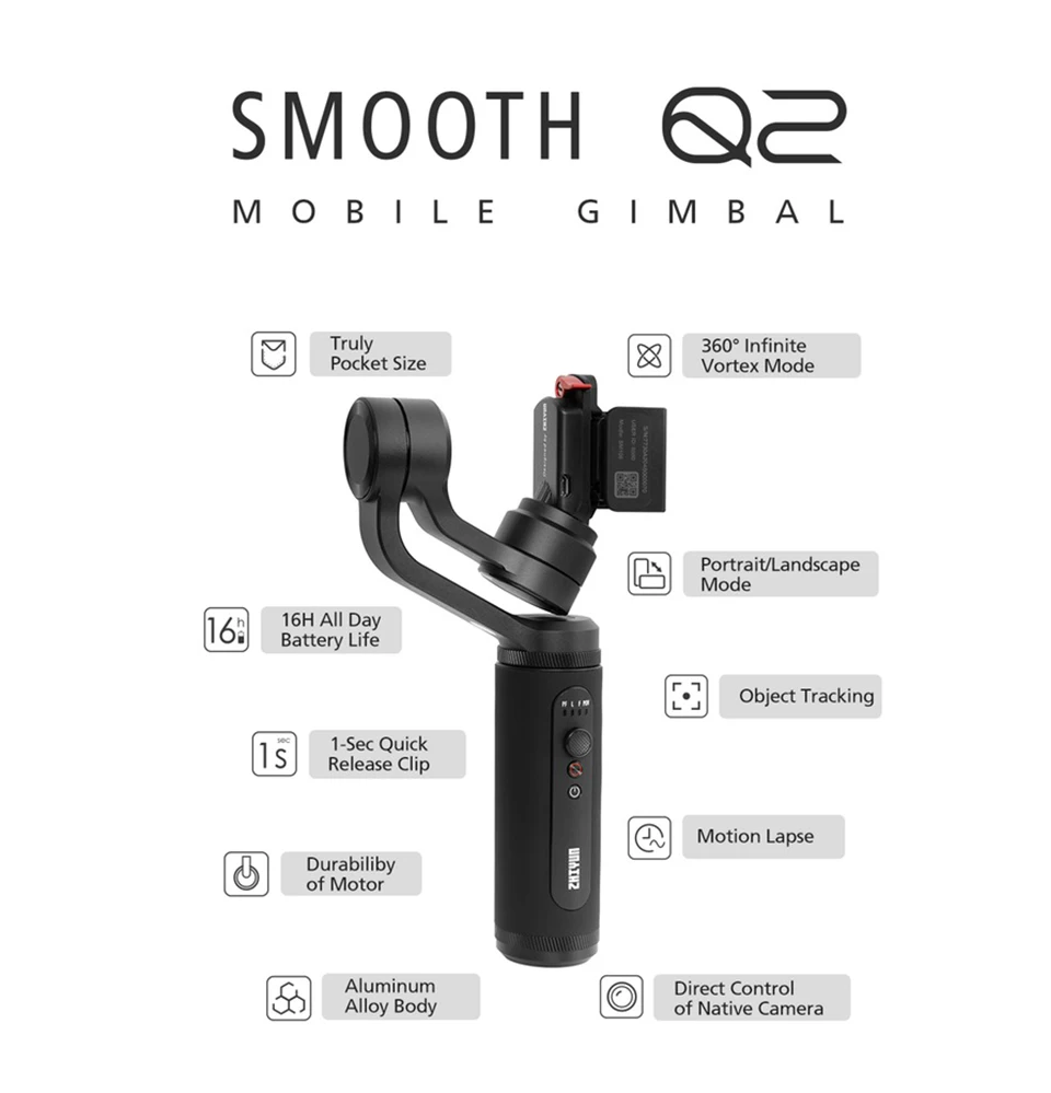 ZHIYUN официальный гладкой Q2 карманного размера мобильный шарнирное соединение для смартфонов iPhone/samsung 3-осевой Vlog Ручной Стабилизатор новое поступление