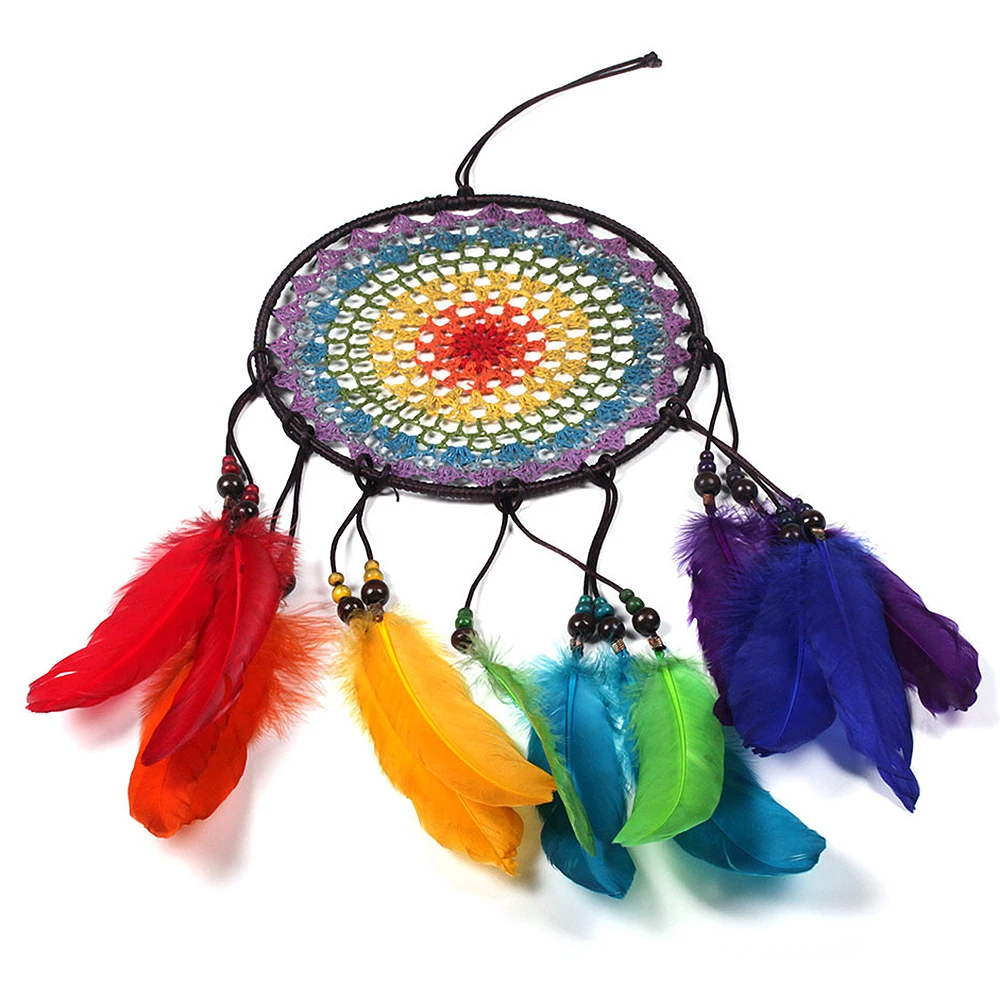 

Feather Crafts Dreamcatcher Handmade Color Hook Flower Dreamcatcher Hanging Wall Decoration