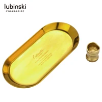 lubinski multifunctional gold copper creative cigar ashtray rest stand with cigar cutter punch