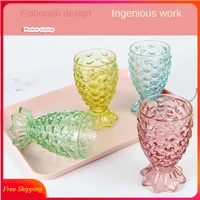 mermaid water cup female cup glass transparent creative glass cup set household drinking glass juice glass wine glass cute tazas