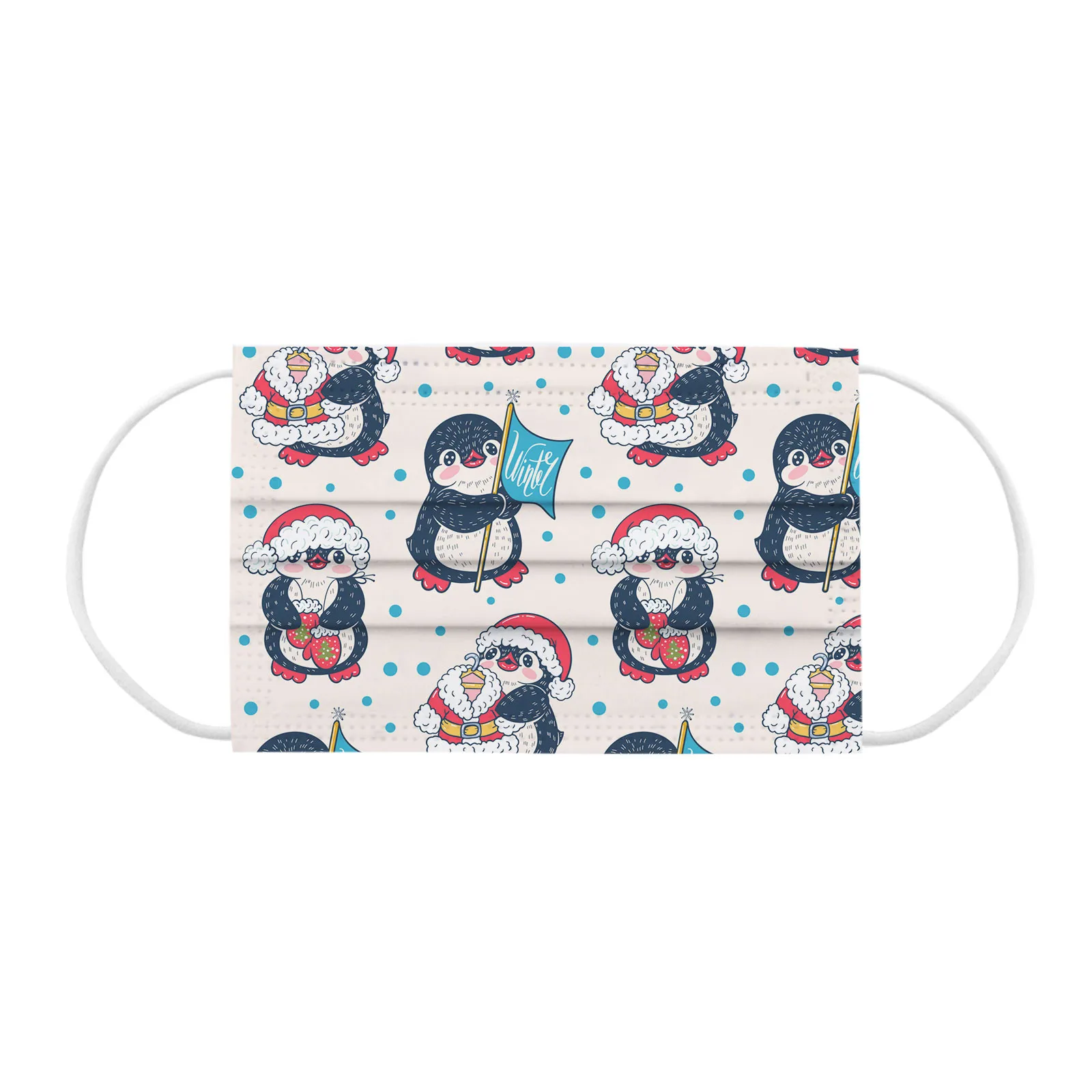 

50PC Child Masks Christmas Disposable Face Mask Fashion Lovely Print Mouth Cover 3 Ply Breathable Masque Unique Kids Mascarillas