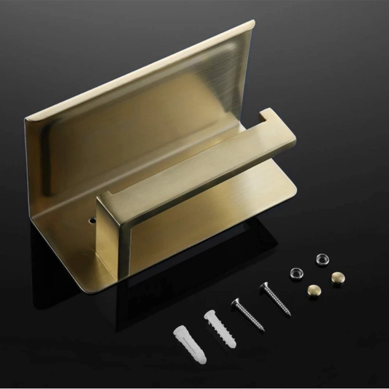 

Toilet Paper Holders,with Phone Shelf Bathroom Accessories Decor,Stainless Steel Wall Mounted Paper Towel Holder