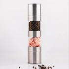 Измельчитель для перца с двойной головкой из нержавеющей стали ручная мельница для перца 2 в 1, измельчитель для приправ и перца для приготовления пищи в ресторане