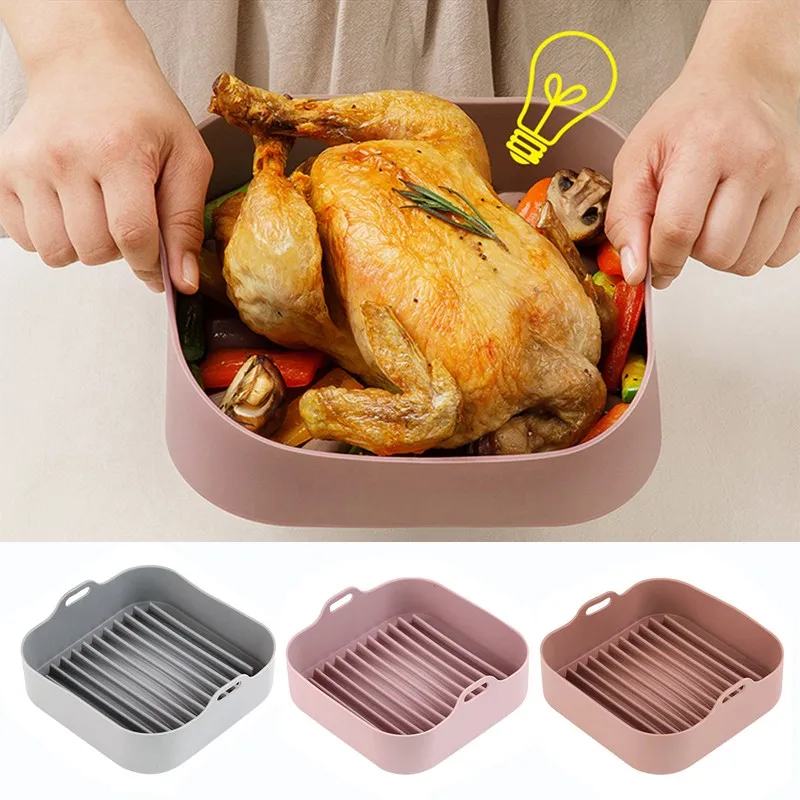 

Multifunctional AirFryer Silicone Pot Air Fryers Oven Accessories Bread Fried Chicken Pizza Basket Baking Tray FDA Baking Dishes
