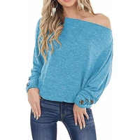t shirts womens one shoulder knit jumper long sleeve pullover batwing sweatshirts sexy off shoulder pullovers solid color tops