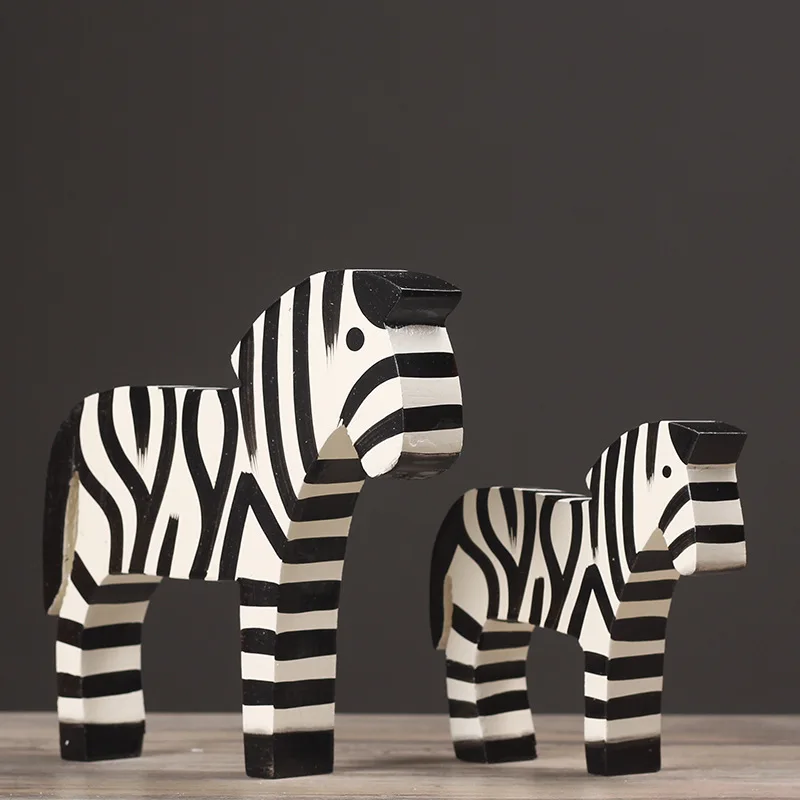 

1 Set Nordic Animal Logs Carving Animal Creative Home Ornaments Decorative Ornaments Modern Home Accessories Zebra home decor