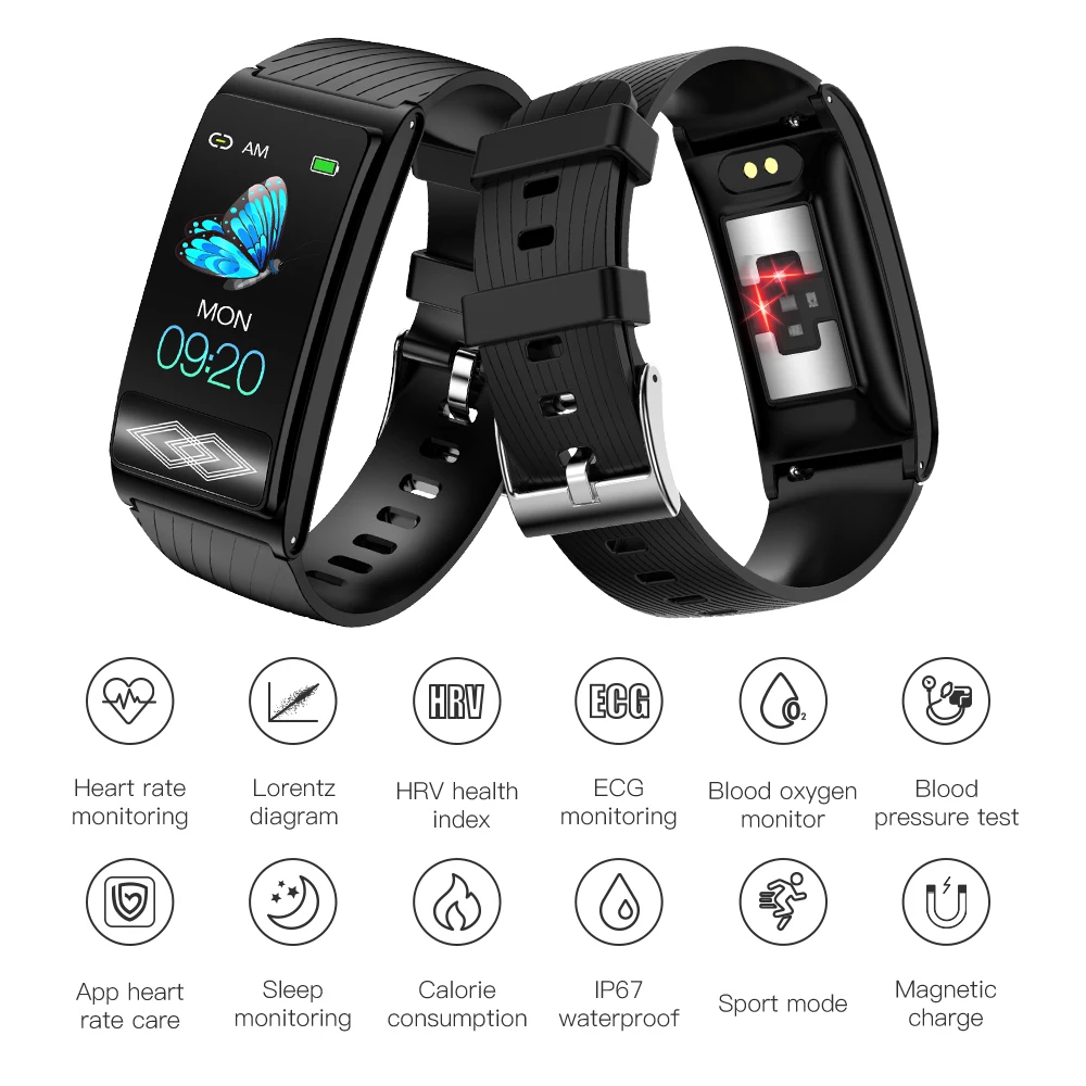 P10 Health Smart Watch Mulit disease Screening Bracelet Dynamic ECG Monitor Heart Rate HRV Report Fitness Tracker For Men Women |