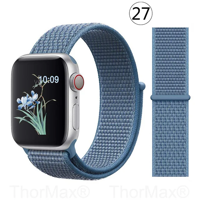 Ремешок для часов Apple Watch 4 серии 5 4 3 мягкий легкий дышащий нейлоновый спортивный ремешок 38 мм 42 мм 40 мм 44 мм Ремешки для наручных часов - Цвет ремешка: 27-Cape Cod Blue