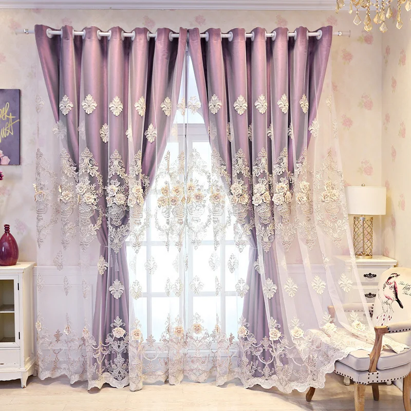 

Korean Rural Embroidered Curtains for Living Dining Room Bedroom