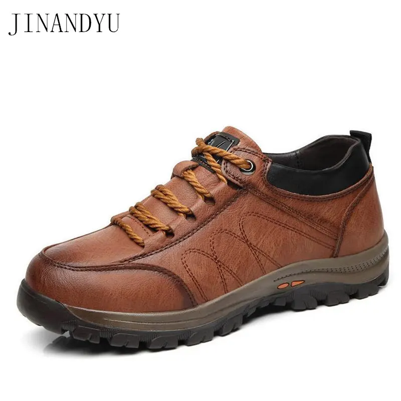 Warm Snow Boots Men Shoes Leather Waterproof Winter Boots Casual Platform Shoes...