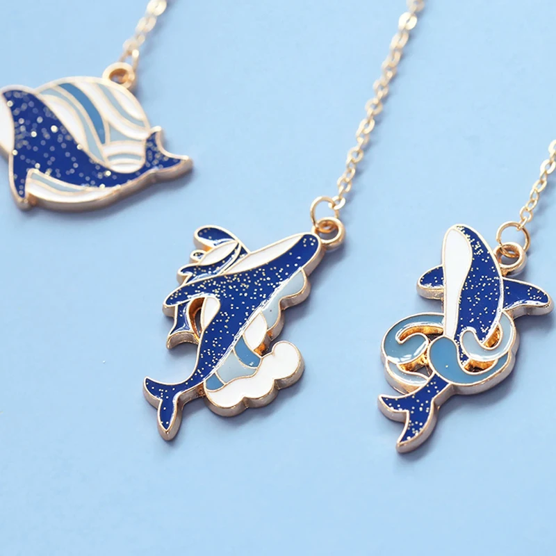 Креативная металлическая Закладка в виде синего Кита милые канцелярские