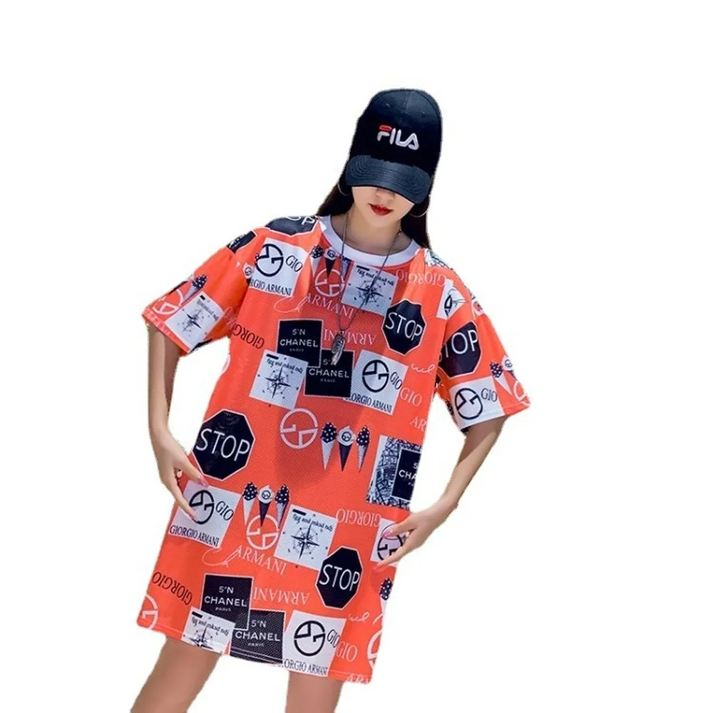 

Fashion Plus Size Women's T-shirt New Casual Round Neck Pullover Ice Silk Cartoon Printing Oversized T-shirt Crop Top Donsignet