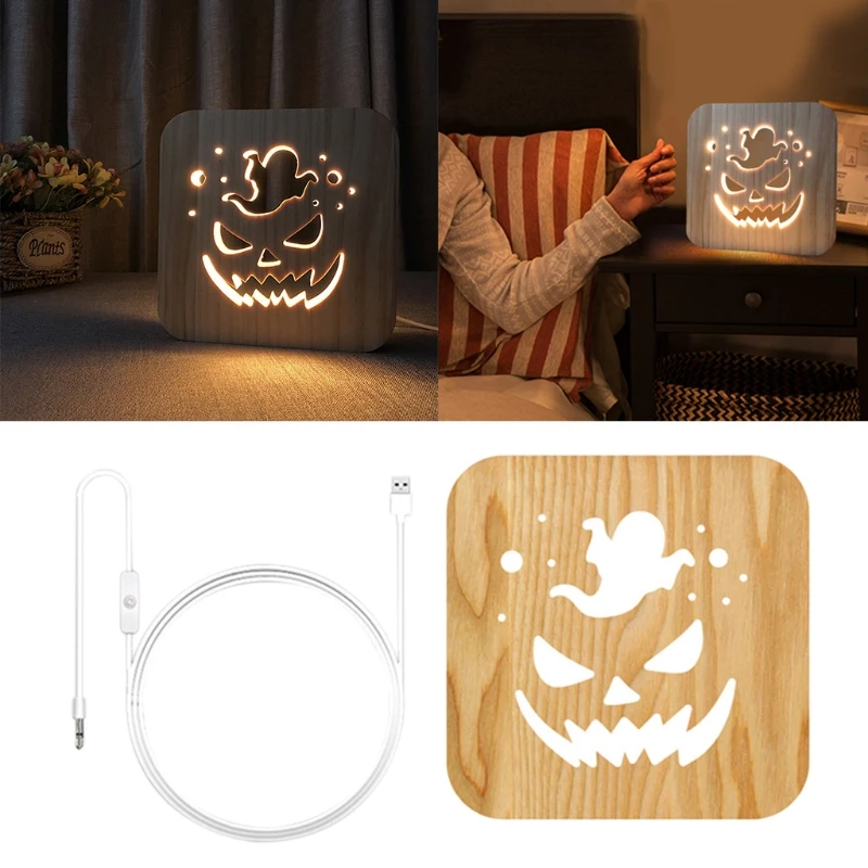 

Твердый светодиодный деревянный ночник в форме тыквы, украшение для дома, романтический подарок для детей, друзей, дня рождения