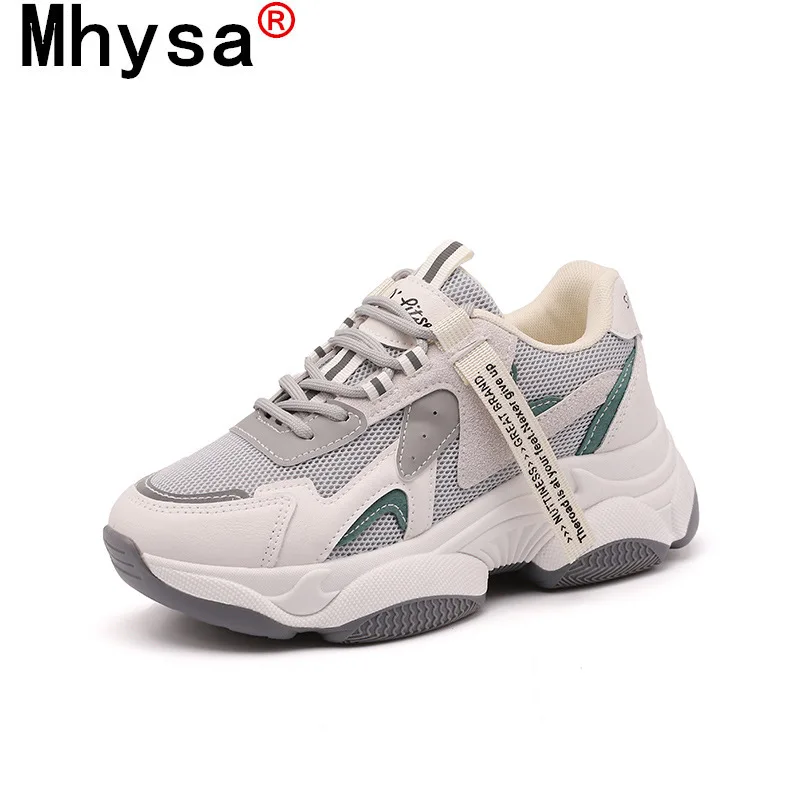 

2021 Spring New Women's Sneakers Thick-soled Comfortable Lace-up Casual Women's Shoes Color Matching Vulcanized Shoes for Woman