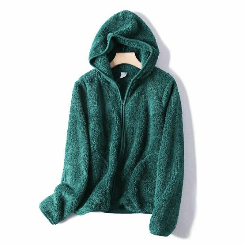

Fleece Autumn And Winter Hooded Jacket Women's Polar Fleece Outdoor Double-Sided Fleece Plus Fleece Thick Warm Female Coat