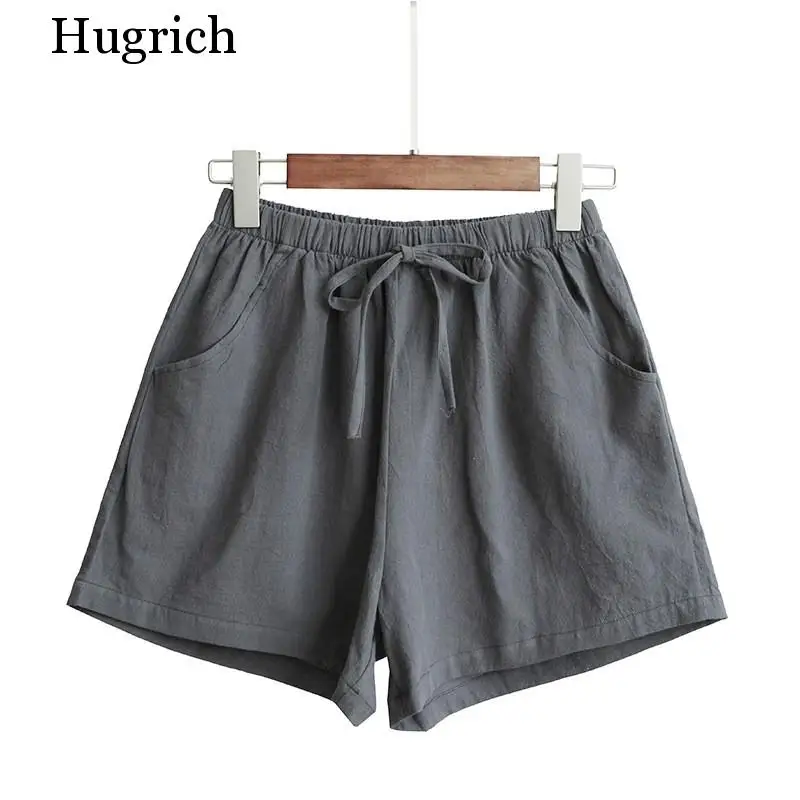 

2020 New Hot Summer Casual Cotton Linen Shorts Women Plus Size High Waist Shorts Fashion Short Pants Streetwear Women's Shorts