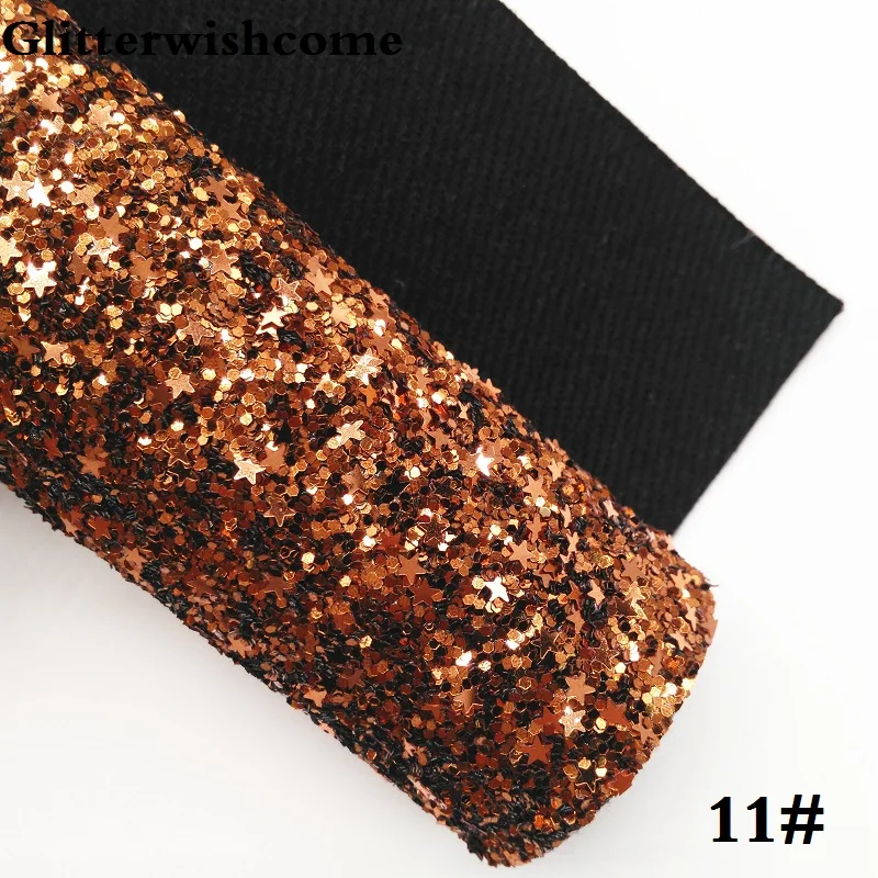 11 Glitterwishcome 30X134 см мини рулон синтетическая кожа, массивная блестящая кожа со звездами, блестящая ткань винил для бантов, GM035 - Цвет: 11