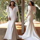 Элегантное свадебное платье с V-образным вырезом, модель 2022 года, соблазнительное длинное платье с буффами, украшенное пуговицами, для вечерние