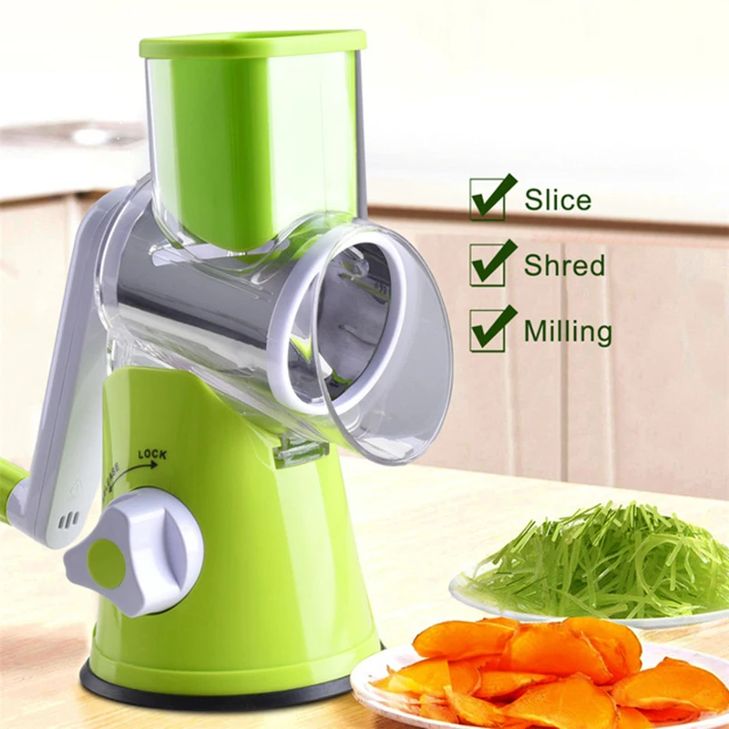 3 In 1 Multifunction Rotary Slicer Grater Hand Crank Vegetable Cutter Food Chopper Shredder Stainless Steel Carrot Cheese Tools | Дом и сад