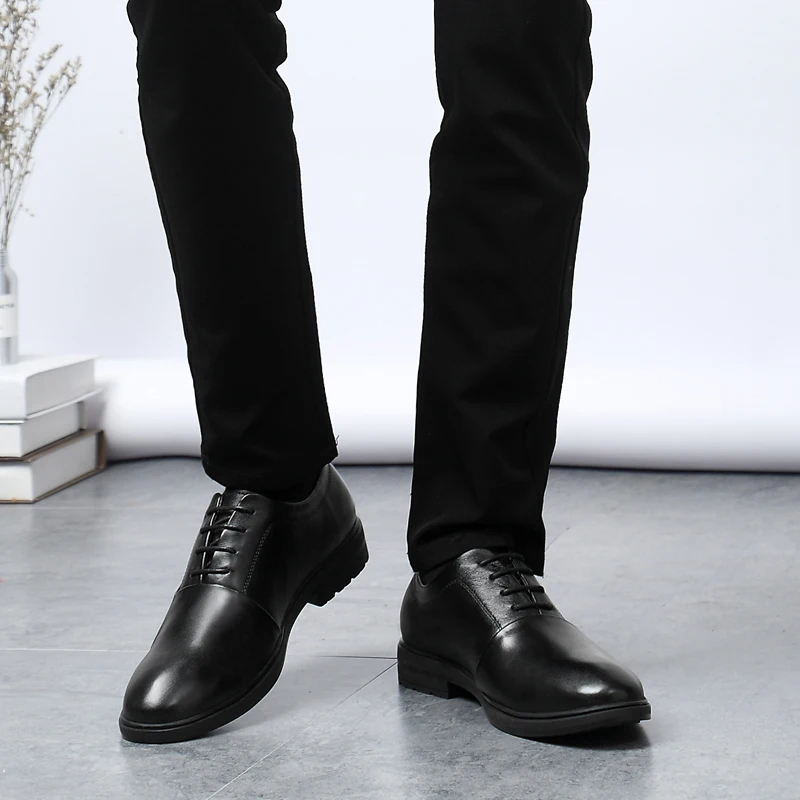 Men's Derby Shoes Genuine Leather 2021 New Formal Male Classics Black Brown Elegant Office For Men Wedding Shoe Man | Обувь