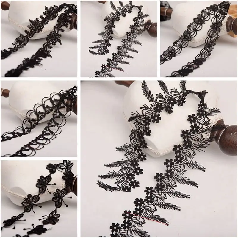 2 ярдов/партия высокое качество кружевная отделка нежной цветочной кружевной