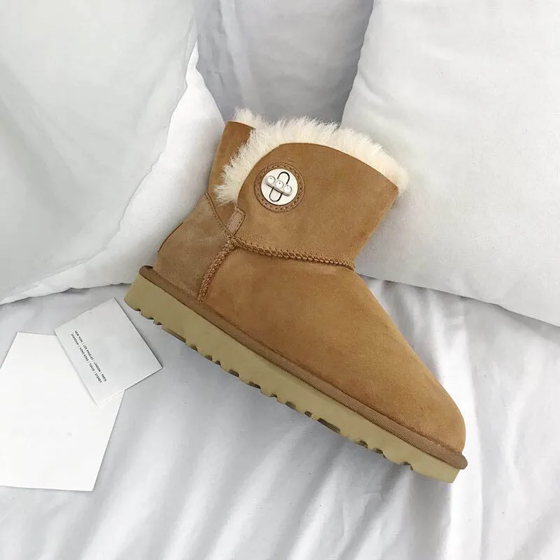 

New Arrival 2021 Natural Fur 100% Genuine Sheepskin Snow Boots Shoes Women Wool Women Winter Snow Boots Brand Boots Women Shoes