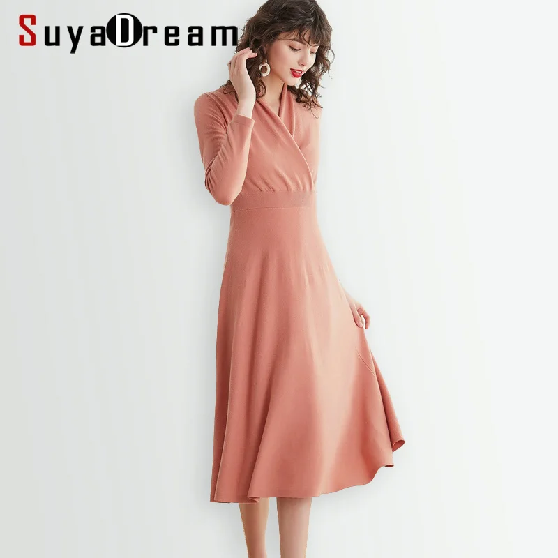 Женское вязаное платье 100% шерсть Империя Длинные зимние платья сплошное с